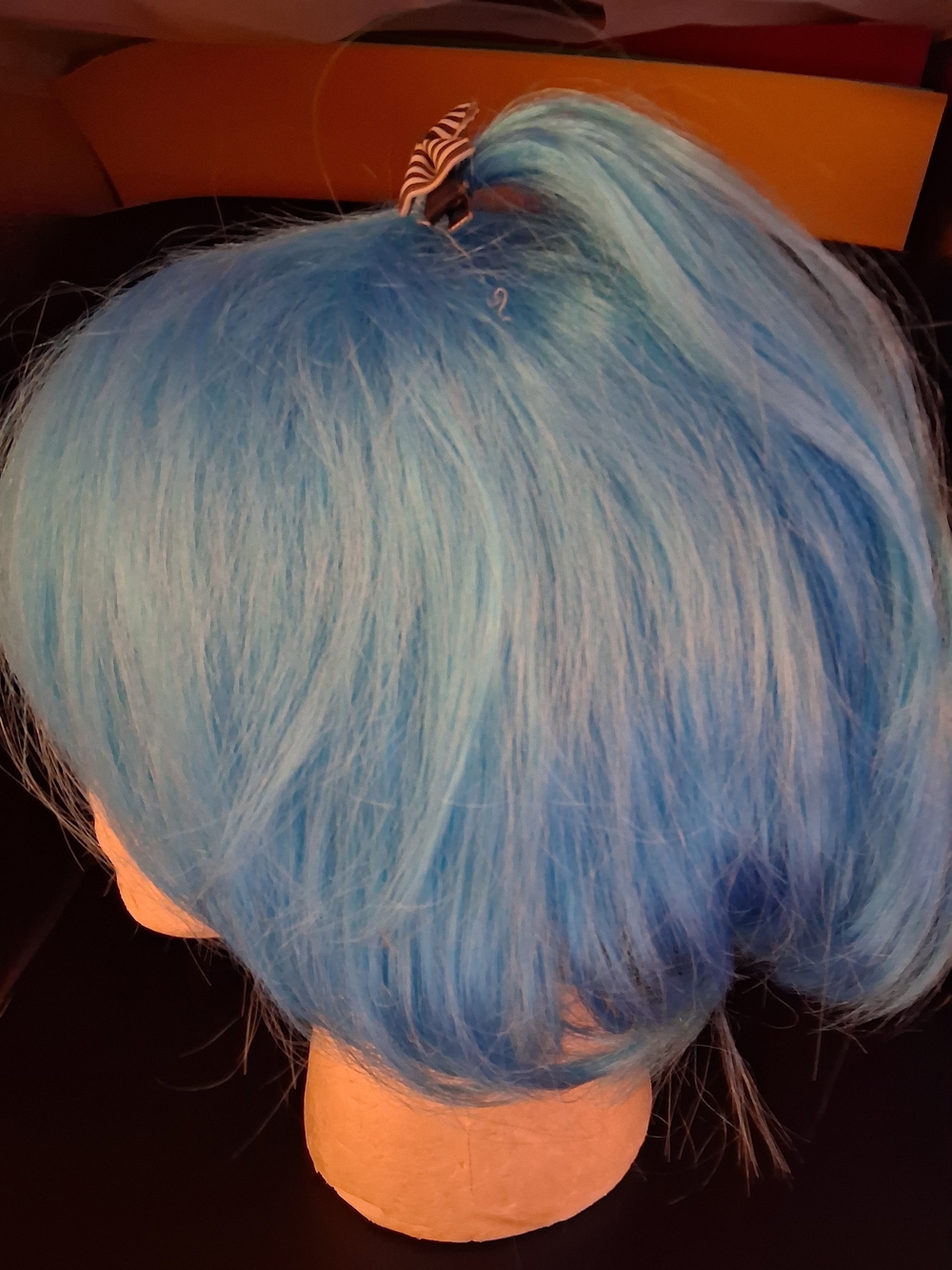 Blue Women's Synthetic Wig - Vibrant Sky Blue
